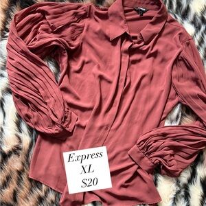 Express Button-Down Blouse in Dusty Rose